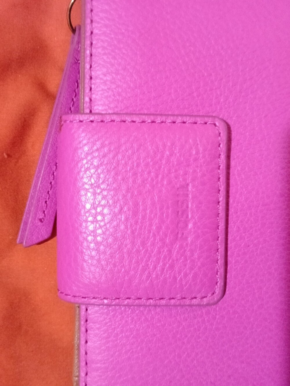 Fossil Emma RFID Bright Pink Leather Clutch Wallet Wristlet - Picture 5 of 7